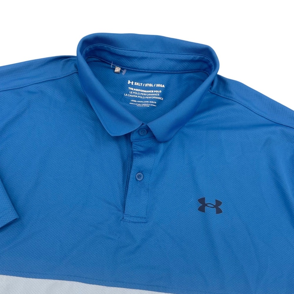 Under Armour Performance Polo Mens 3XLT  Colorblock Short Sleeve Golf Shirt Flaw